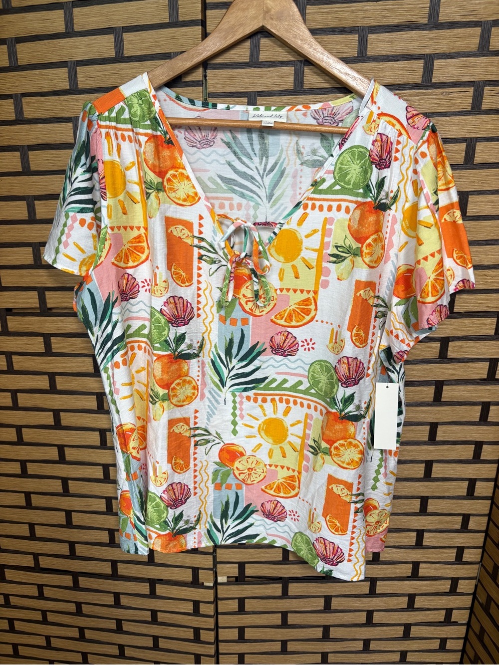 Kate And Lily Fruit Print Top Size 1X